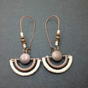 BRONZE wire beaded tribal earrings
